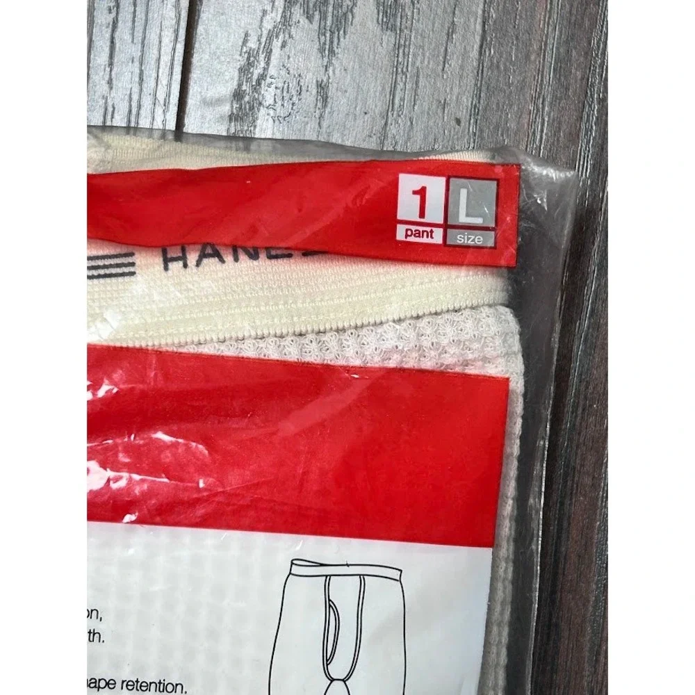 VTG 2006 Hanes Mens Thermal Pants Waffle Knit Long Johns White Large‎ WM02-EC